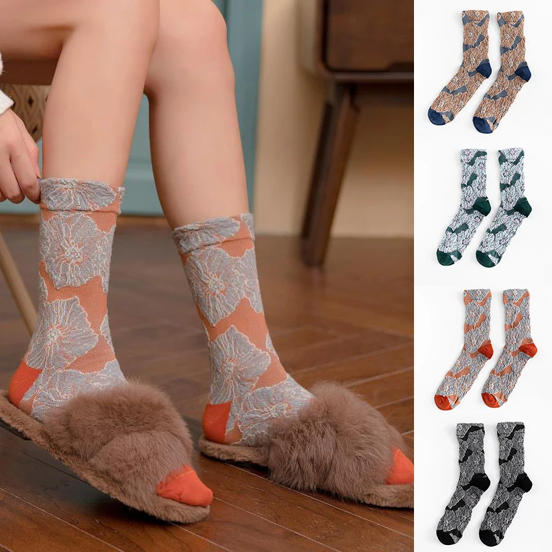 Носки женские с принтом мягкие хлопковые дышащие смешные в стиле ретро