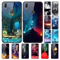 case for vivo v9 back phone cover black tpu silicone bumper with tempered glass series 3