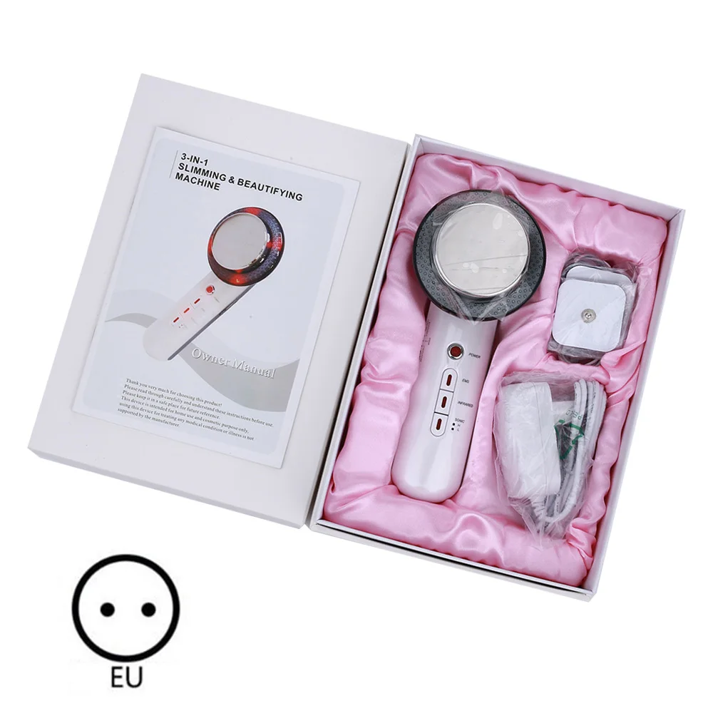 EU with gift box 3 в 1 ультразвуковая кавитация EMS для похудения тела Жир массажер Потеря веса гель антицеллюлитный жиросжигатель Гальваническая инфракрасная терапия - Цвет: EU with gift box