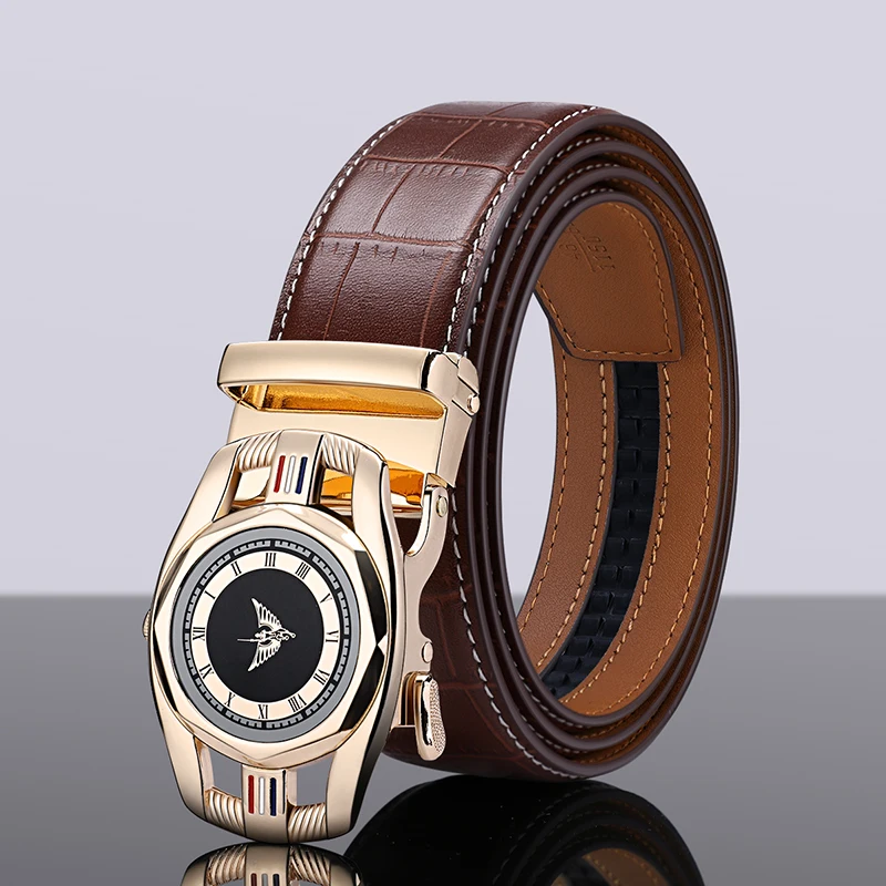 

Мужской ремень из натуральной кожи, с автоматической пряжкой, 19525-27P