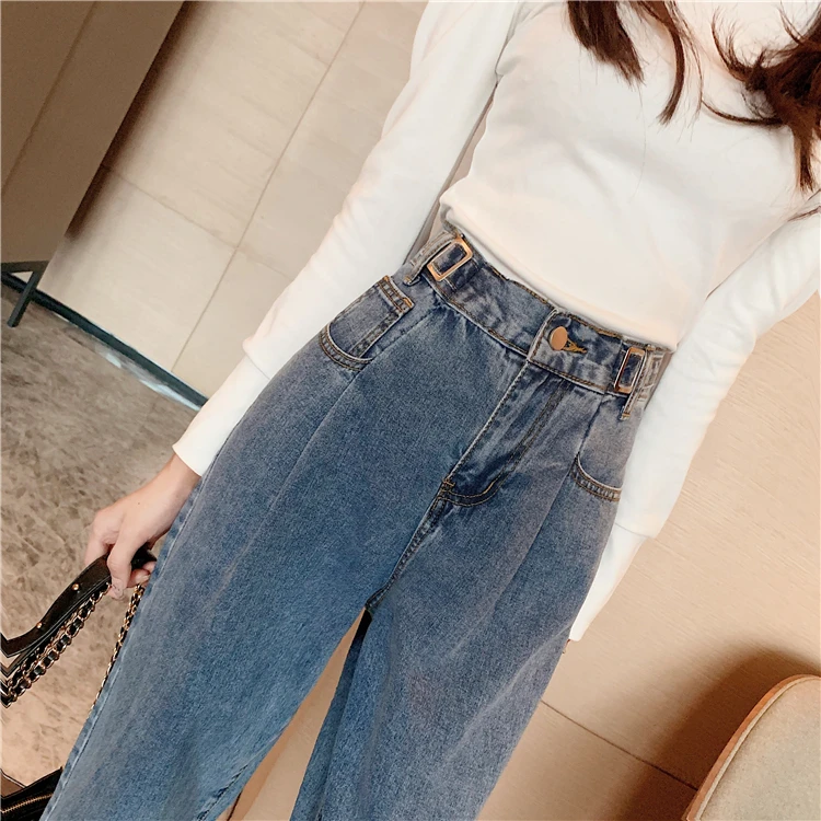 Женские винтажные джинсы с завышенной талией свободные джинсовые брюки султанки