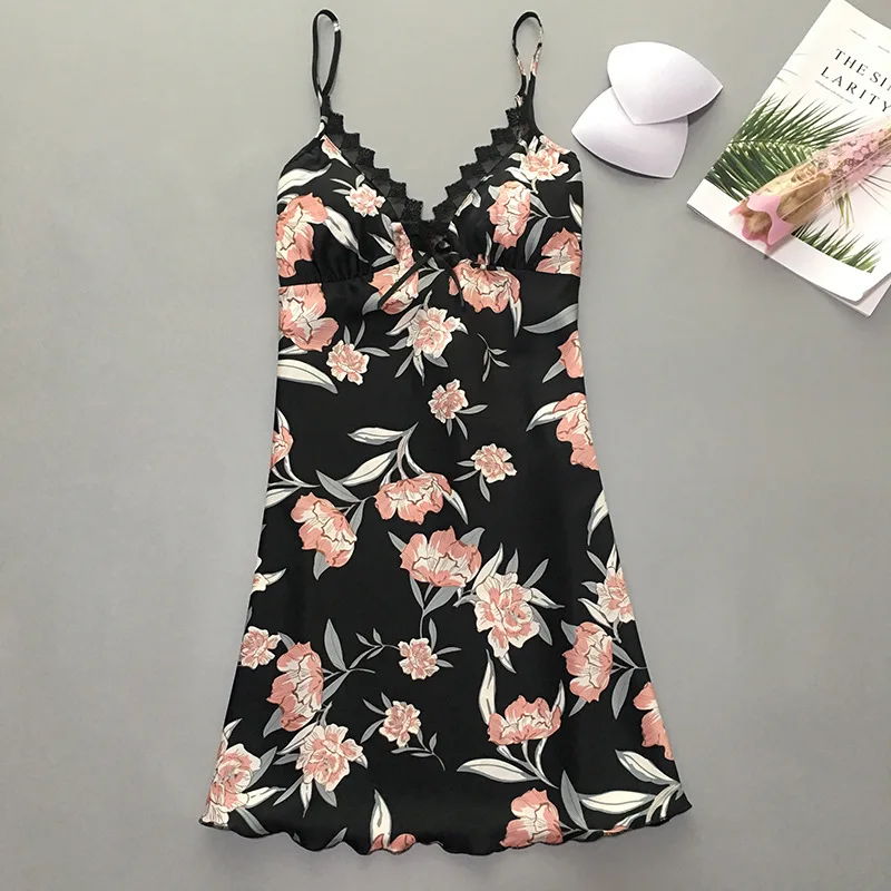 Женский халат для сна шелковистый топ на бретельках пижама ночная рубашка