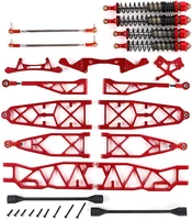 cnc front and rear suspension extended arm and shock absorber kit for 15 hpi rovan km baja 5b 5t sc to max conversion kit