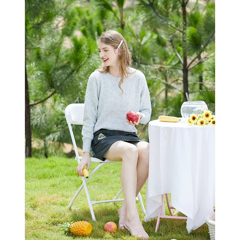 

Fannic 2020 Winter Csaual Round Neck Loose Knitted Cashmere Solid Color Pullover Gray Sweater Women