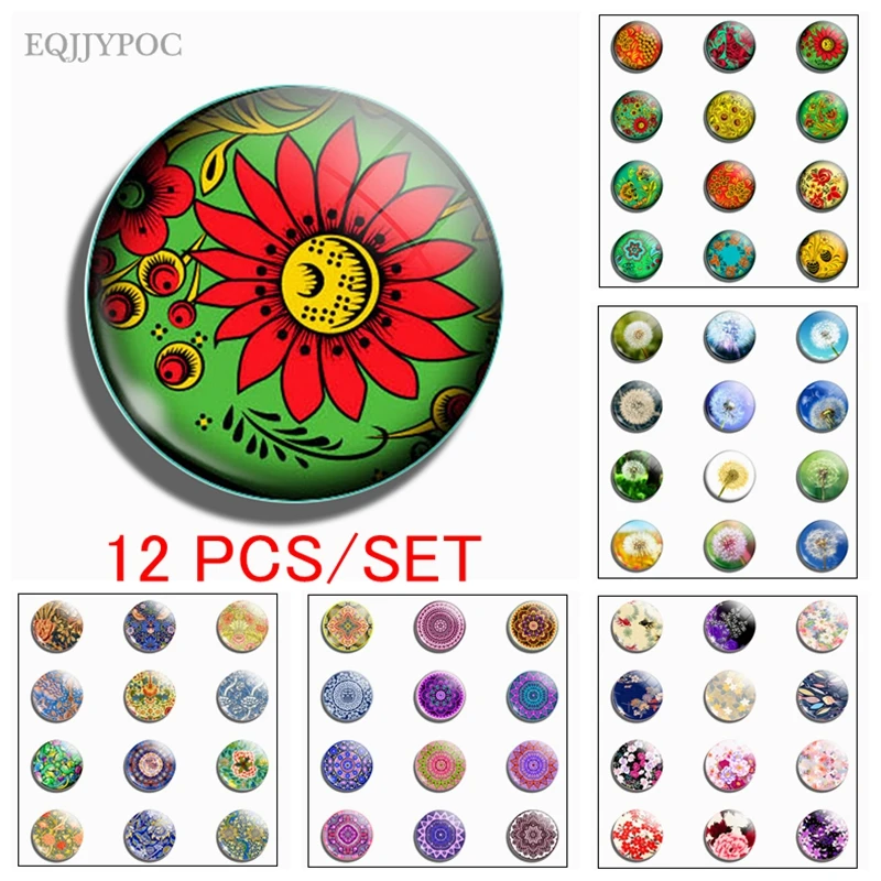 12 шт./компл. 25 мм цветочный узор набор магнитов на холодильник стеклянный купол