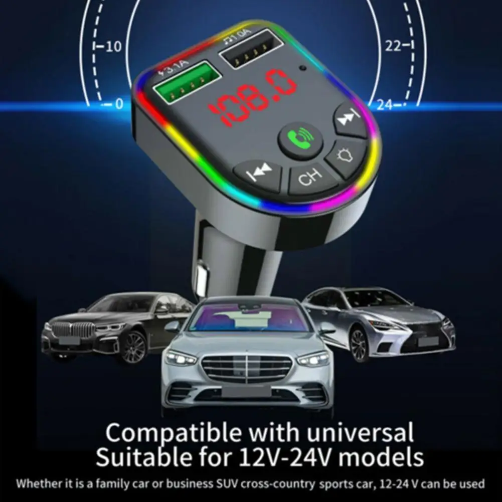 Автомобильный FM-передатчик F6 беспроводной MP3-плеер BT5.0 с функцией зарядки 12-24 В |