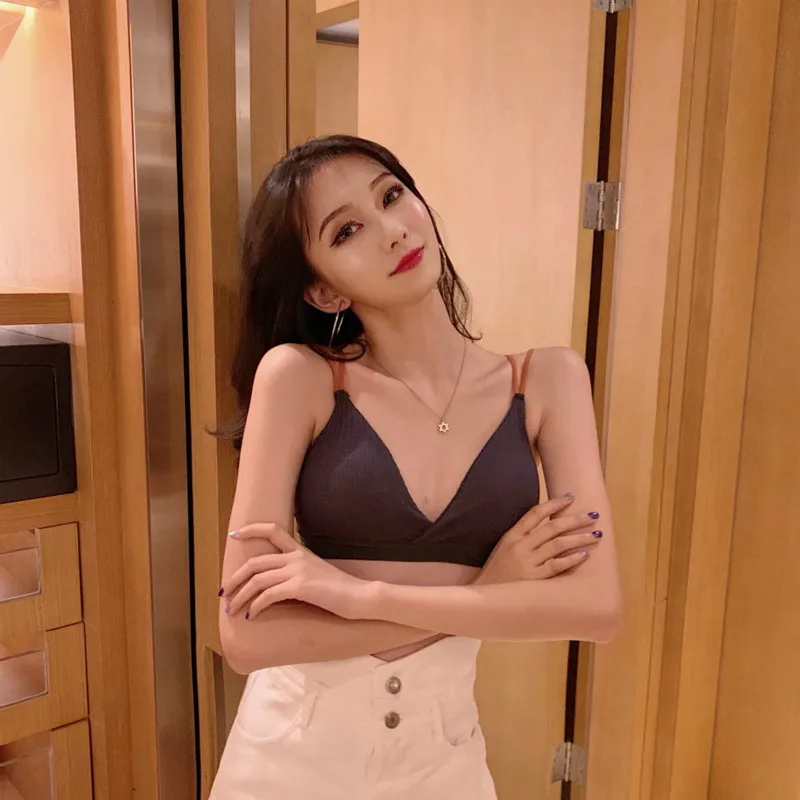 New small-breasted thin-breasted sling-back bra one-piece cross-strap vest steel-free underwear for teenage girls MPN4750 | Женская