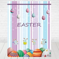 colored eggs cute rabbit happy easter photography backgrounds purple blue white bokeh backdrop custom photocall
