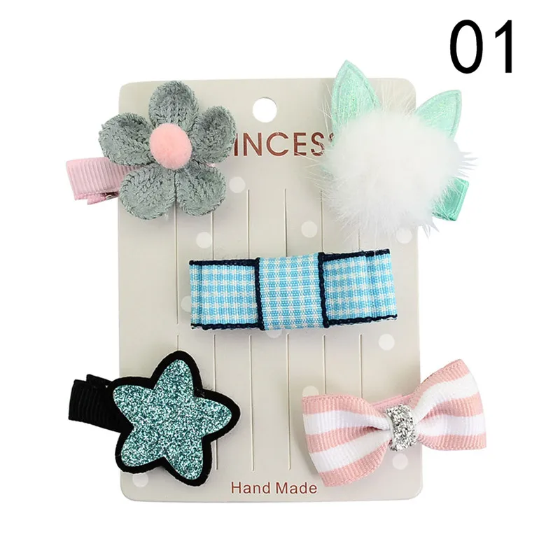 5 шт./комплект заколки для волос маленьких девочек мини-заколки с бантом и цветком