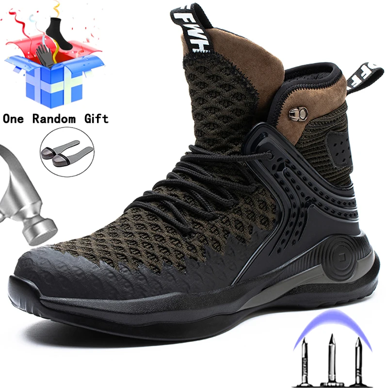 

Plus Size 37-50 Safety Shoes Indestructible Work Safety Boots Men Work Sneakers Male Steel Toe Shoes Work Boots Light Protection