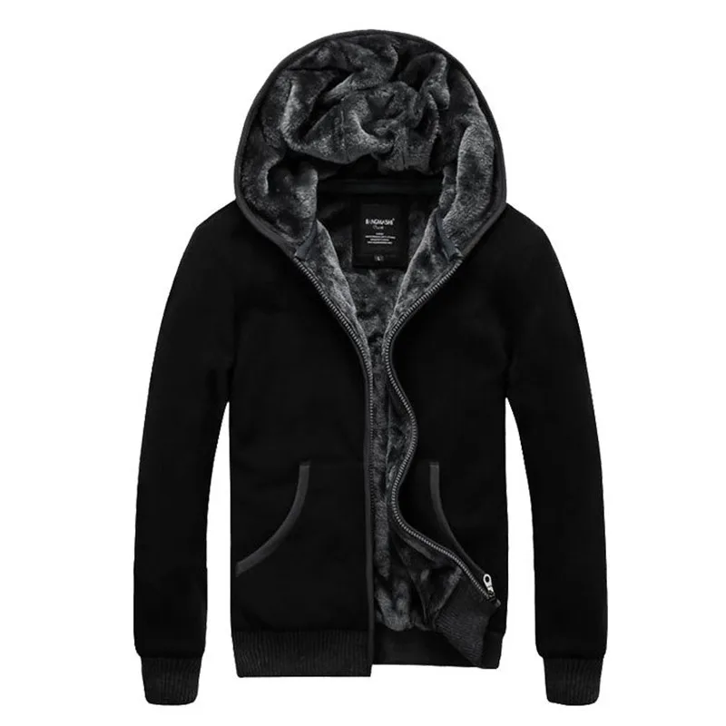 Большой размер Зимняя мужская толстовка с капюшоном пальто и куртки теплые