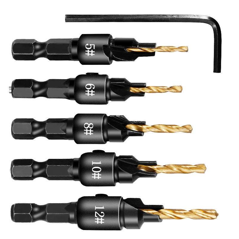 

1/4 Hex Shank Drill Bits Set Screw Countersunk Tools Equipment HSS 4241