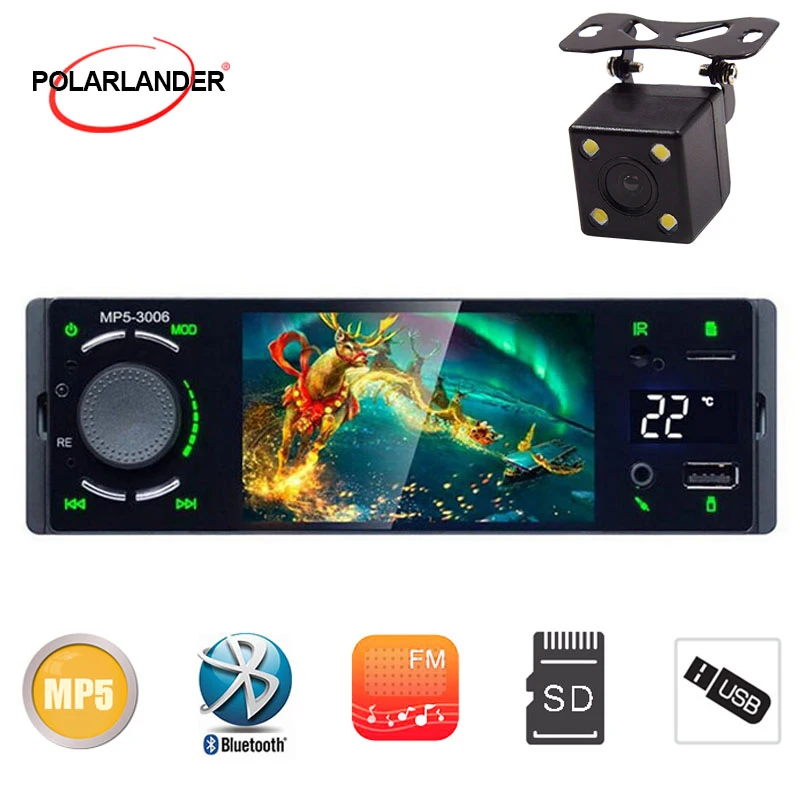 4LED camera Mirrorlink Автомобильный мультимедийный MP5 плеер авторадио 1 Din Bluetooth Сенсорный экран USB TF температурный дисплей музыка u-диск USB подключение - Цвет: 4LED camera