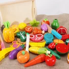 Имитация кухонной игрушки, Деревянная Классическая игра Монтессори, обучающая игрушка для детей, подарок для детей, набор фруктов и овощей