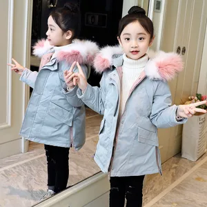 Новая зимняя плотная куртка, пальто для детей, женская верхняя одежда, детская теплая парка, одежда для девочек, повседневные Длинные куртки с капюшоном для девочек