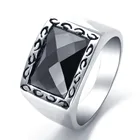 Модное мужское кольцо с резным черным натуральным камнем Гламурное мужское кольцо в стиле панк хип-хоп
