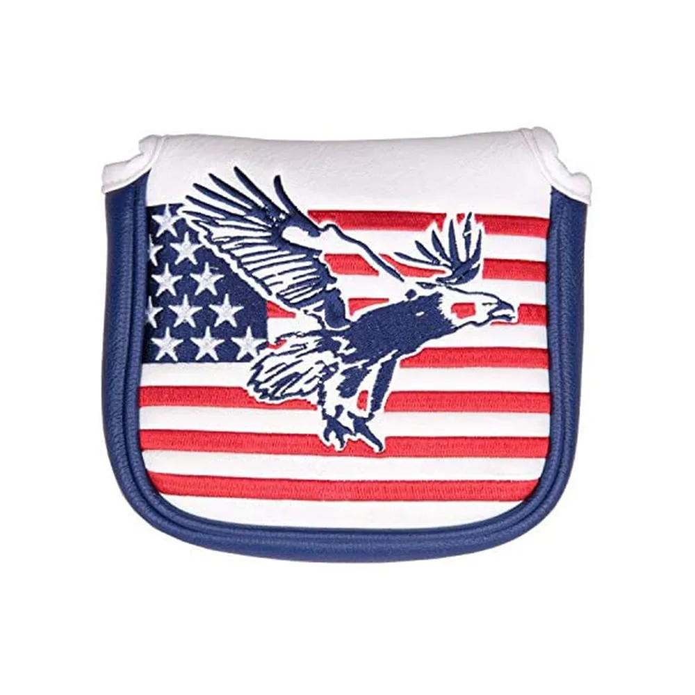 

Golf Mallet Putter Head Cover USA Flag and Eagle PU Leather Golf Club Headcover With Magnetic