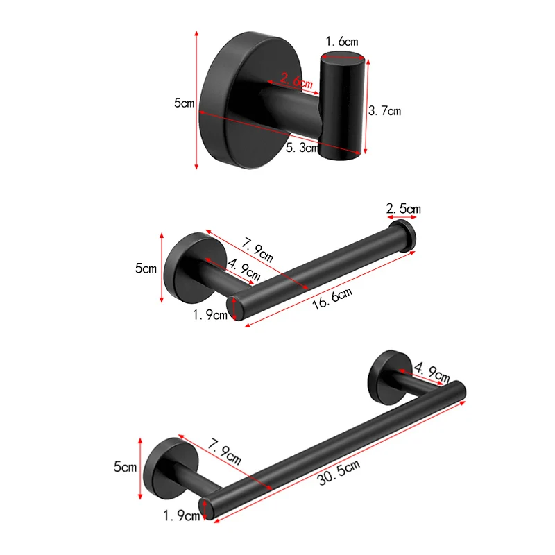 Матовый черный набор аксессуаров для ванной крючок халата матовый золотой