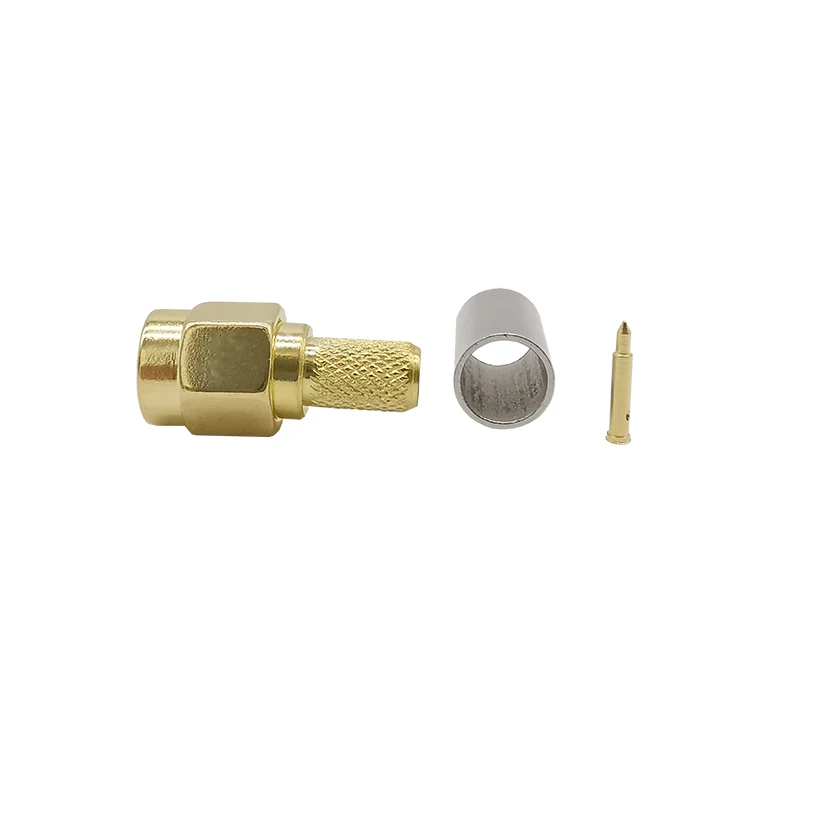 10 шт. SMA штекер RF coax разъем обжимной для RG58 RG142 RG400 LMR195 RG223 кабель прямой