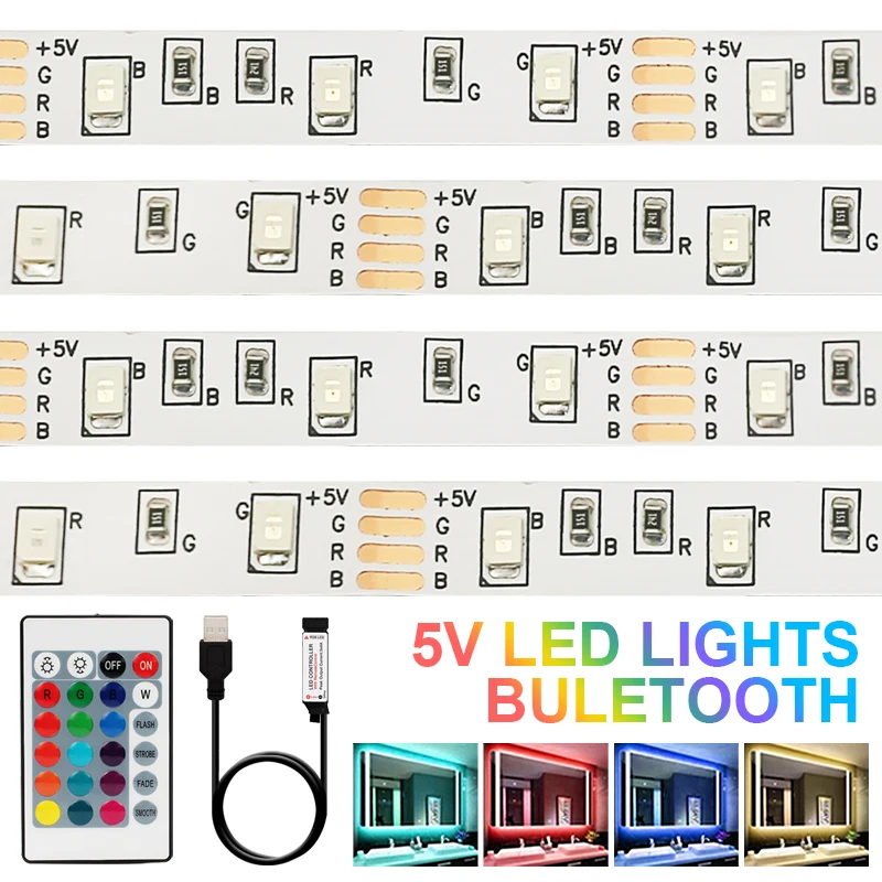 

Led Strip TV Background Lighting RGB 5V Tape Ribbon Diode Flexible Led Lights For Room USB2835 3Key Bluetooth Neon Light SMD