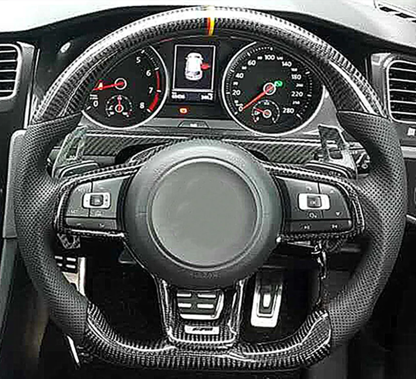 Настоящее углеродное волокно руль для VW Golf 7 GTI гольф R MK7 Замена(немецкий флаг линии