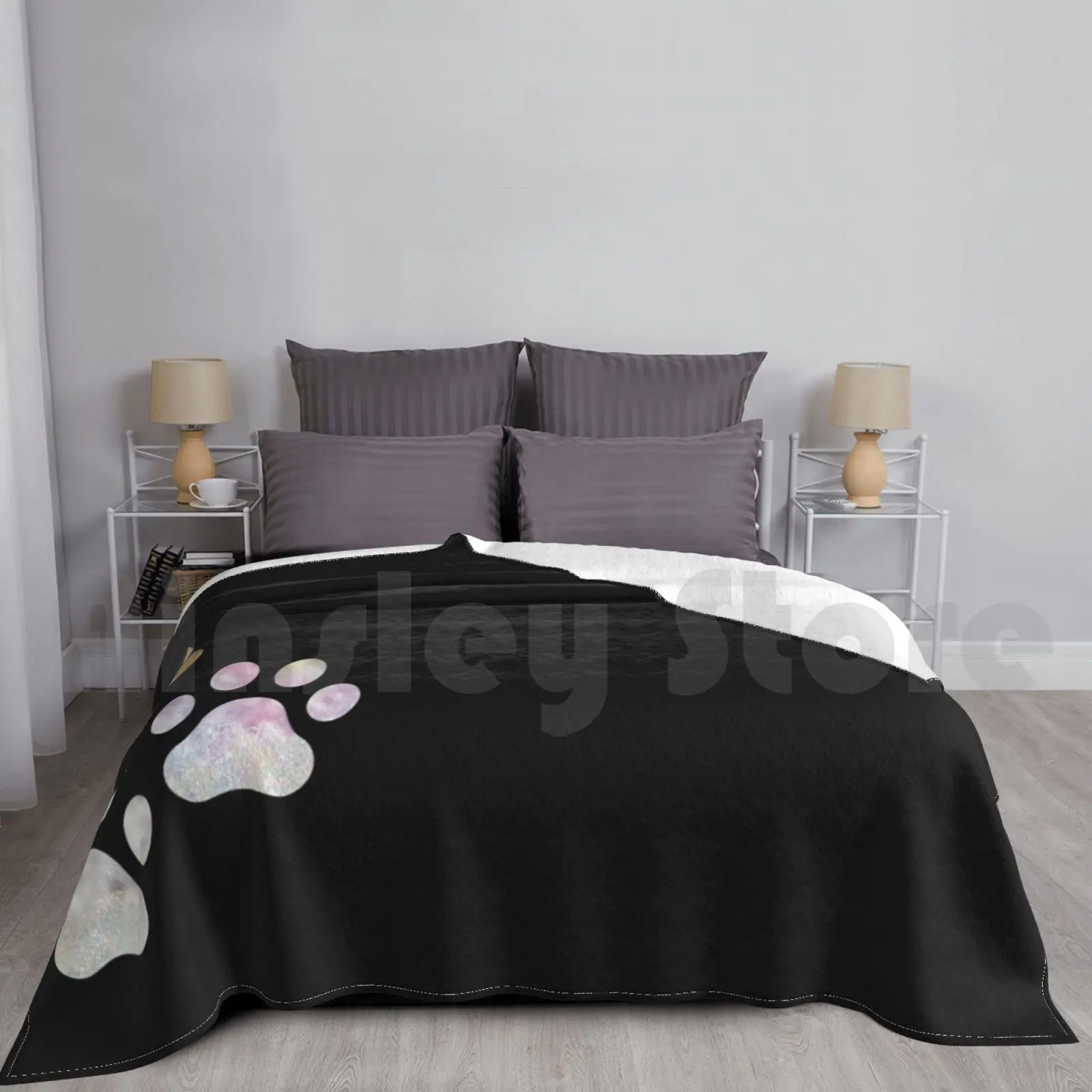 

Kawaii Colorful Glitter Paw Print Blanket For Sofa Bed Travel Paw Paws Dad Dog Mom Dog Mama Dog Papa Dog Dog Paw