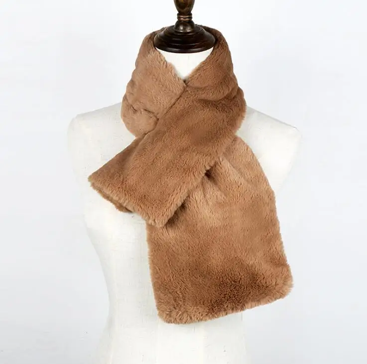 brown 9 цветов, 56 см* 12 см, зимний теплый женский шарф из искусственного меха, пальто из искусственного меха, шарфы, роскошный енотовый воротник, теплый воротник, шаль - Цвет: brown