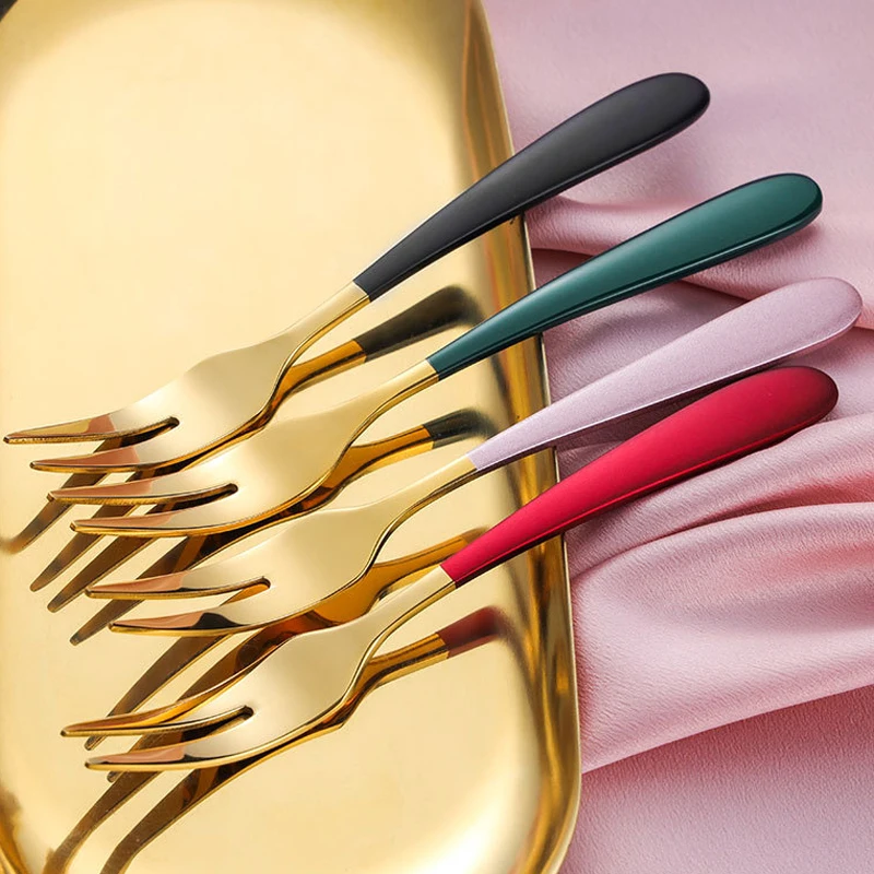 

1pc Stainless Steel Dessert Fork Tea Cake Snack Fork Dinnerware Creative Fruit Sign Mooncake Cake Salad Fork Kitchen Accessories