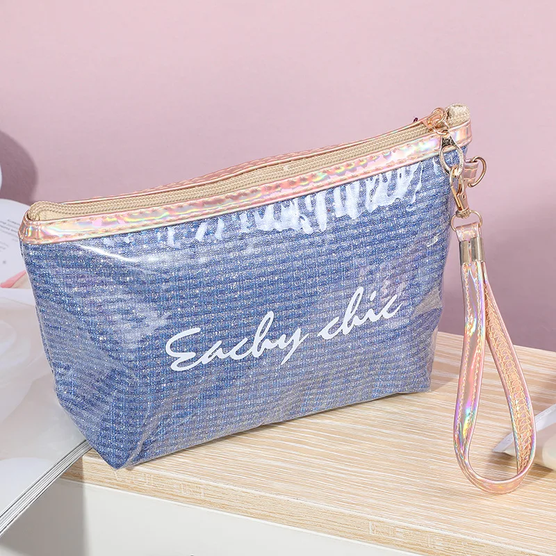 

Fashion Sequins Cosmetic Bags Cases Pvc Plaid Makeup Bag Large Capacity Portable Toiletry Bag Waterproof Make Up Organizer Women
