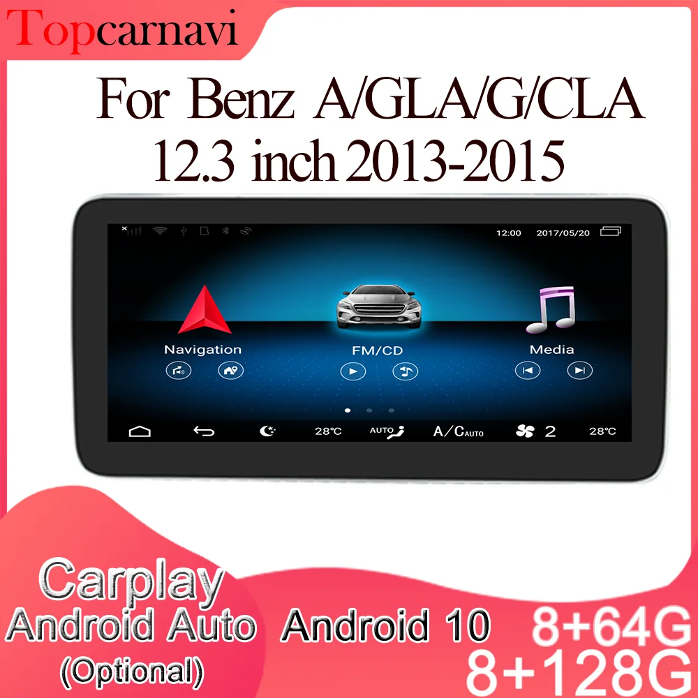 Android 10 car multimedia DVD radio stereo navegación GPS CarPlay for Benz A W176 B W246 G460 GLA X156 CLA C117 2 Din 12.3 inch |