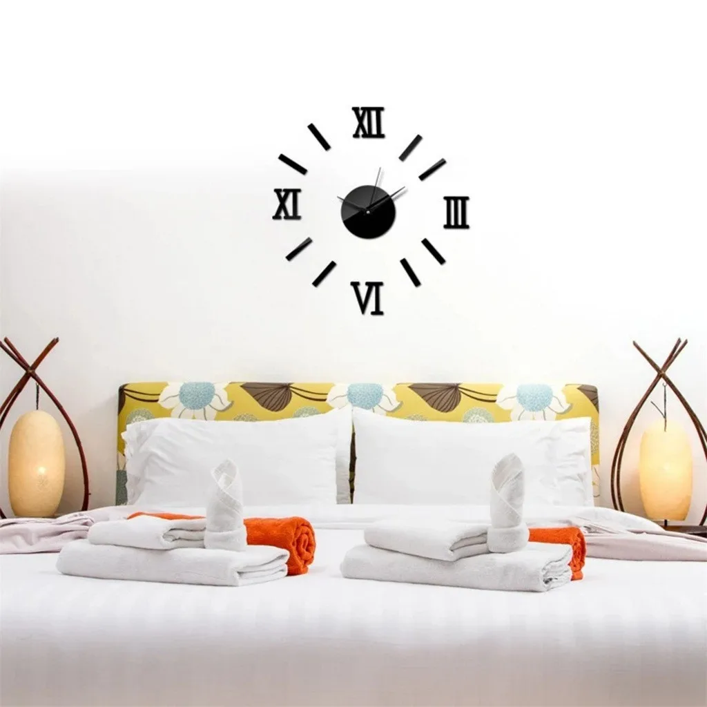 Большие настенные часы для домашнего декора 3D зеркальный стикер Уникальный