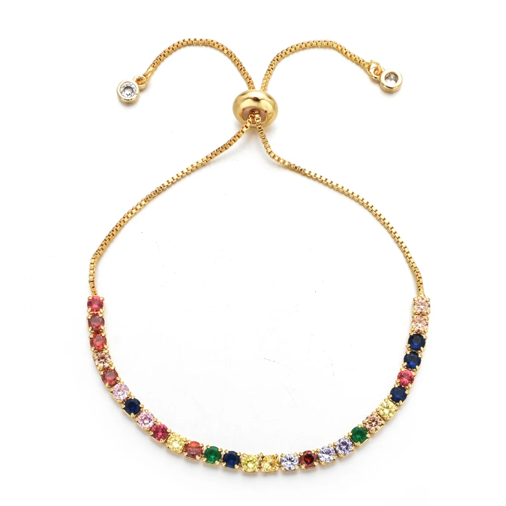 Роскошные Цветные Красочные AAA кубического циркония очаровательные браслеты для