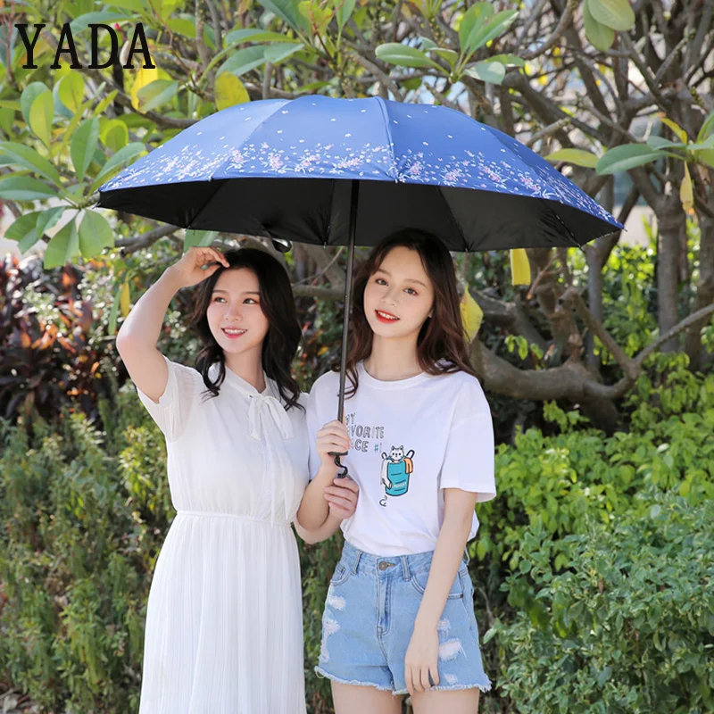 

YADA INS 10K Plum Blossom Flower Umbrellas Rain Women Princess Uv Folding Umbrella For Women Windproof Umbrellas Parasol YS830