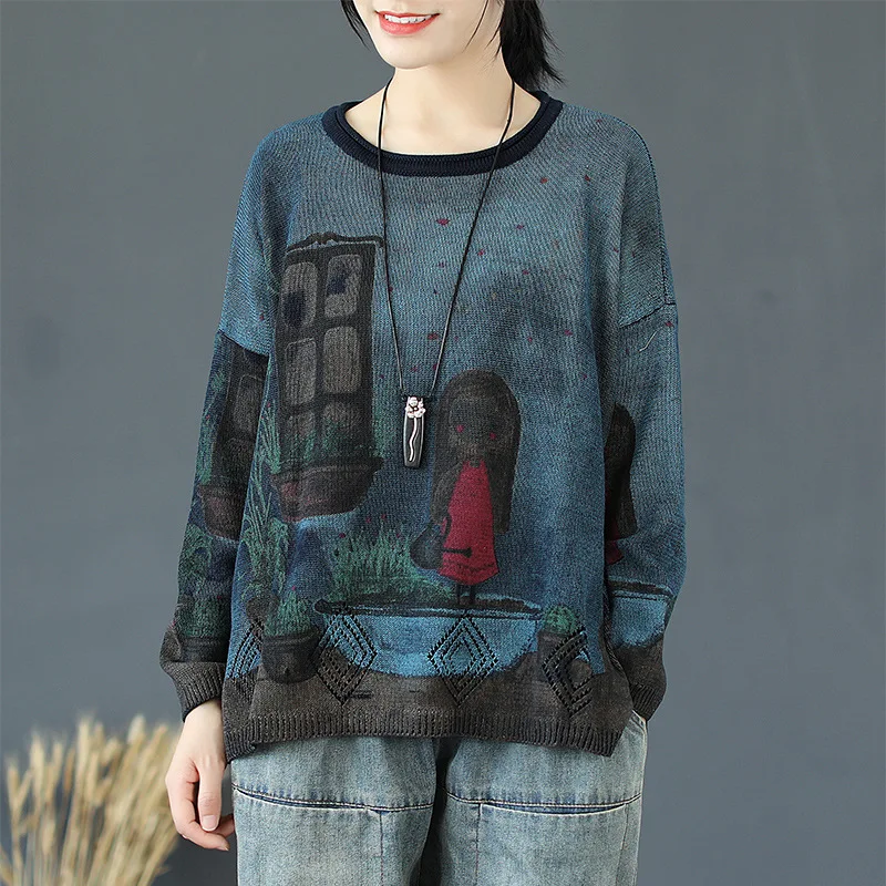 Женский Осенний вязаный свитер свободные пуловеры больших размеров новинка 2019