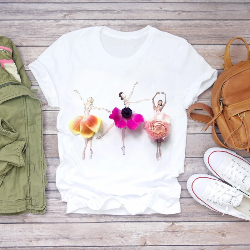 Женская футболка с принтом 3D цветок Милая коротким рукавом Harajuku женская Забавный