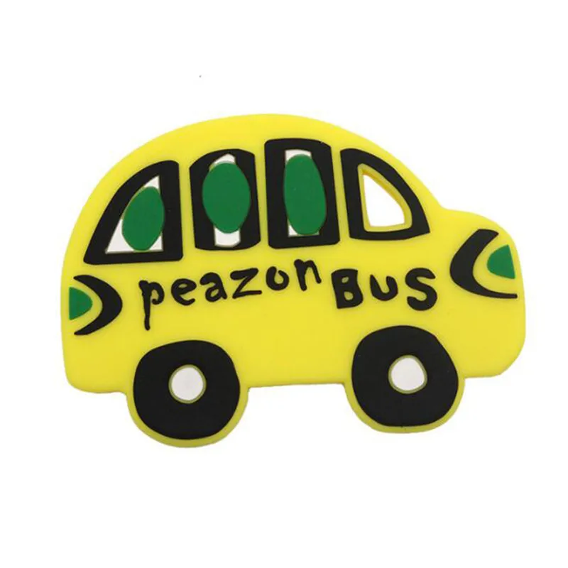 Mordedor de silicona port&aacute;til para beb&eacute;, juguete de dentici&oacute;n suave masticable, autob&uacute;s, coche colgante, 2021-3
