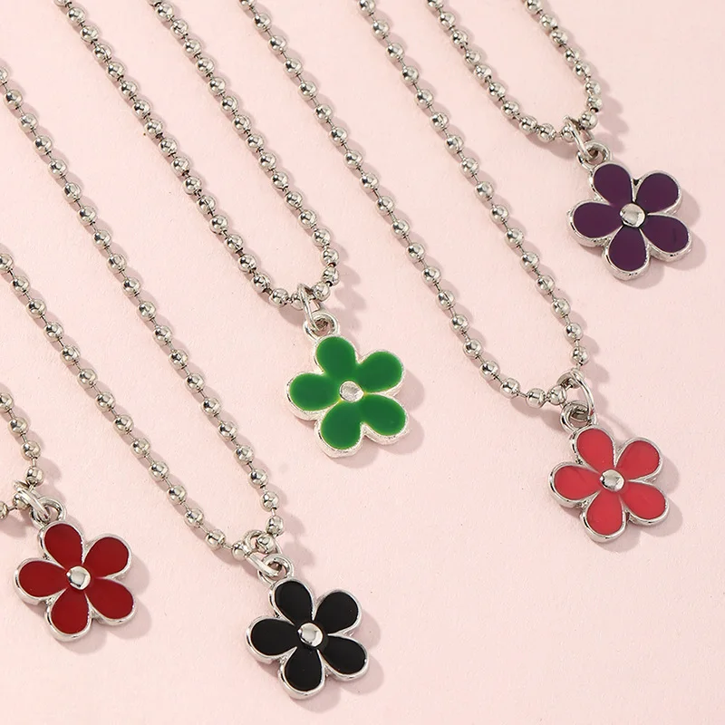 

Fashion Clavicle Chain Choker Necklace For Women Girls Spring Cute Colorful Enamel Flower Pendant Necklaces Jewelry Gift
