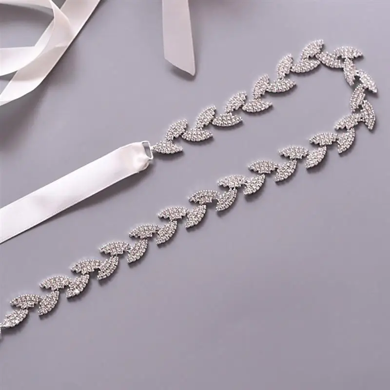 

Bridal Belt Crystal Rhinestone Elegant Multi-use Wedding Belt Leaves Shape Bridal Sash Belt for Party
