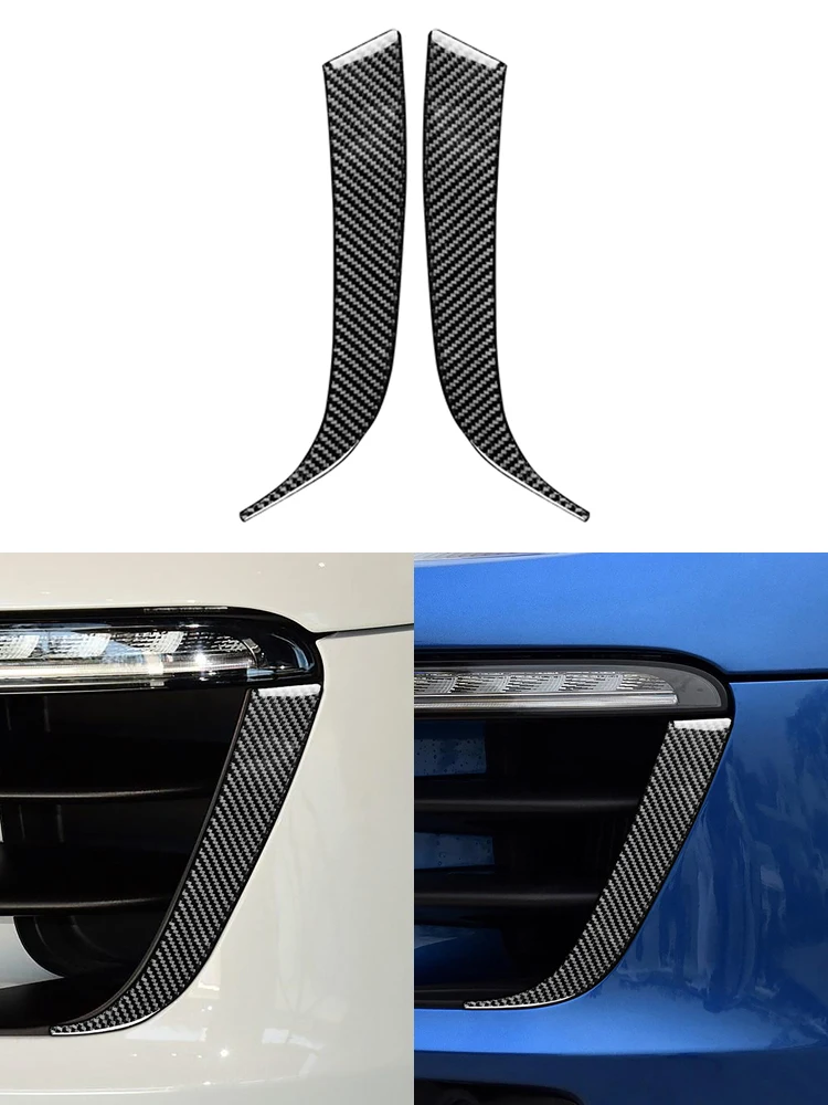 

Hot selling 2pcs Daytime running lamp Car Accessories External Carbon Fiber Stickers Decorative For Porsche Macan 2014-2018