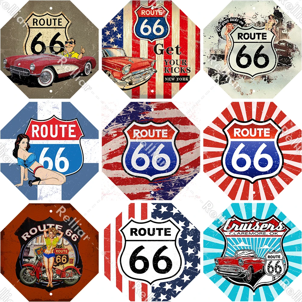 

Классический восьмиугольный шоссе Route 66 табличка винтажный постер для девочек декор стен для дома гаража металлические жестяные знаки Худо...