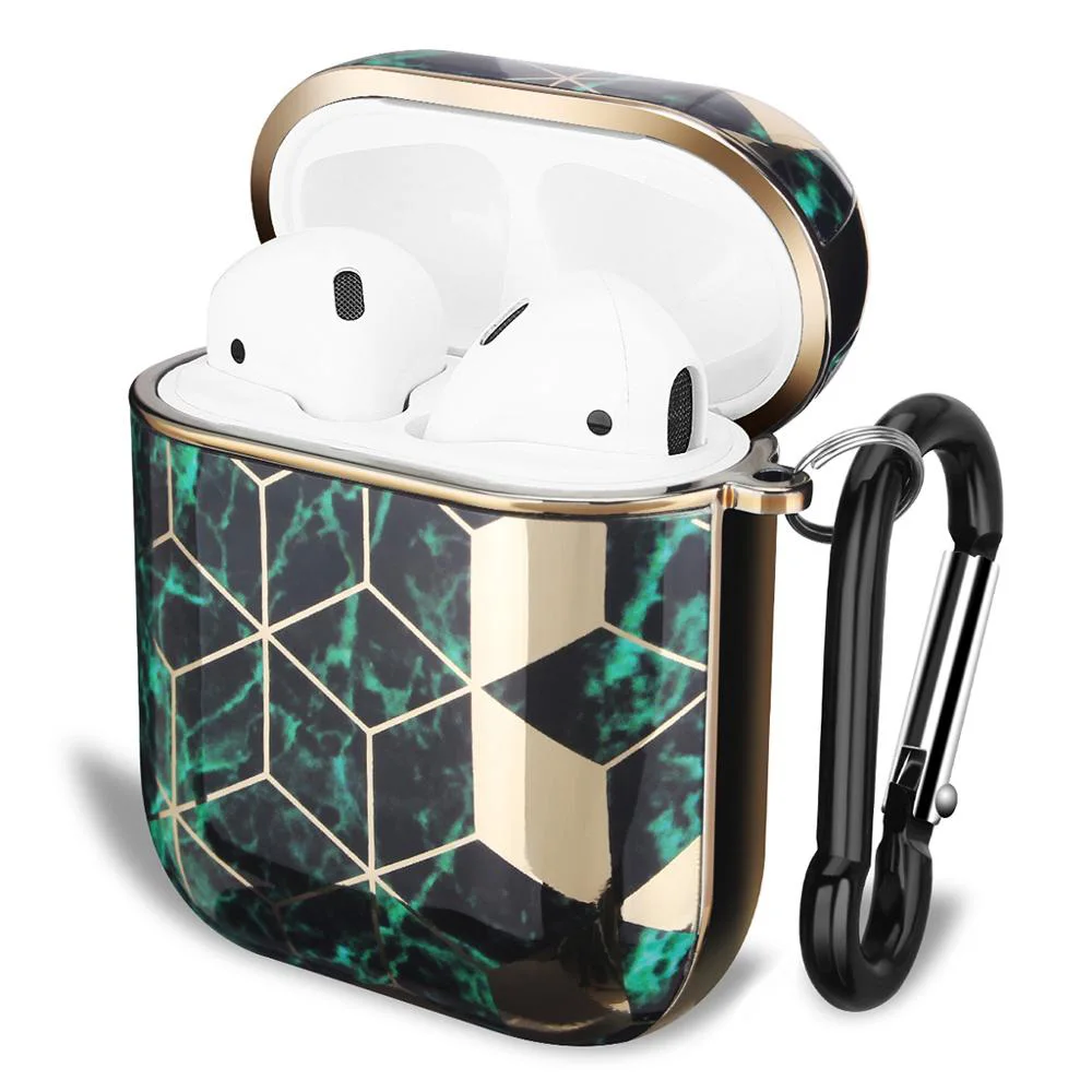 2020 new design Original Electroplating Gold Marble AirPods Case Cover for with Keychain - Private Mold | Электроника