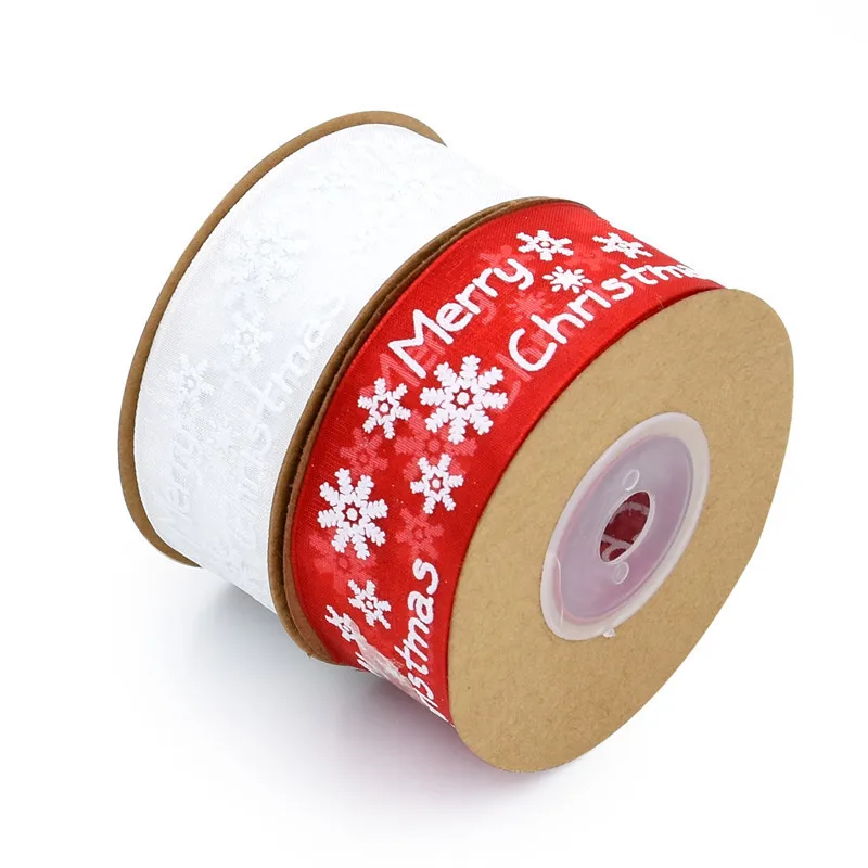 

10mm/15mm/25mm*10m Merry Chrismas Elk Organza Ribbon Snowflake Xmas Ribbons for Handmade DIY Gift wrapping decoration