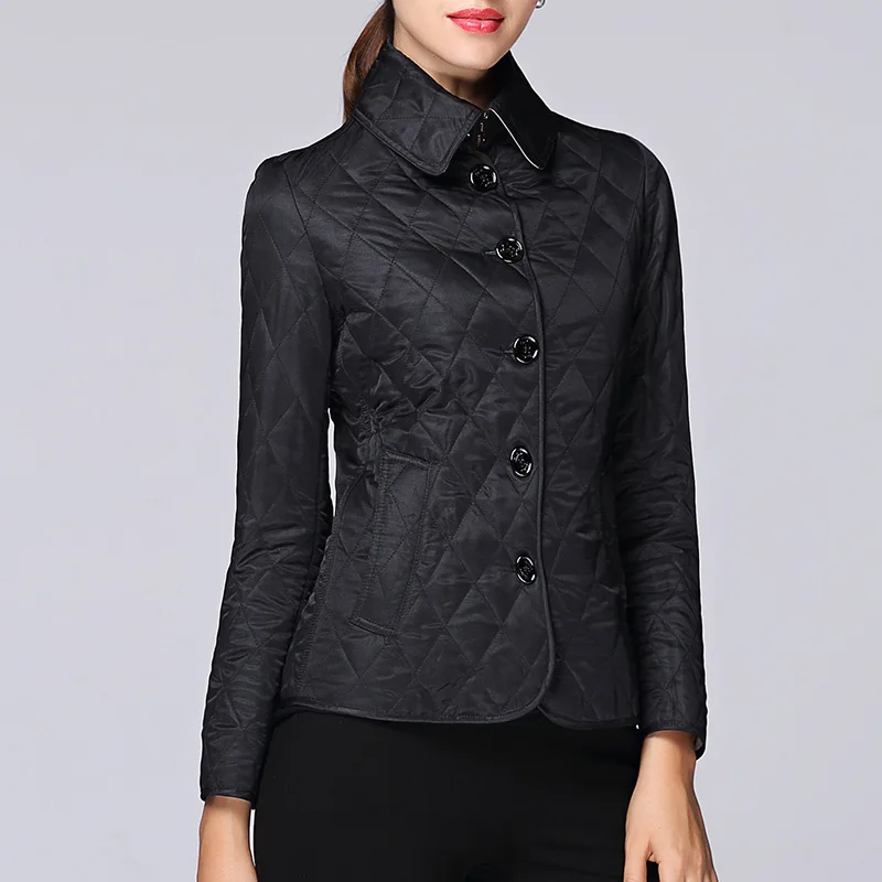 BURDULLY 2019 новая весенне-осенняя Женская куртка с ромбовидным воротником пальто