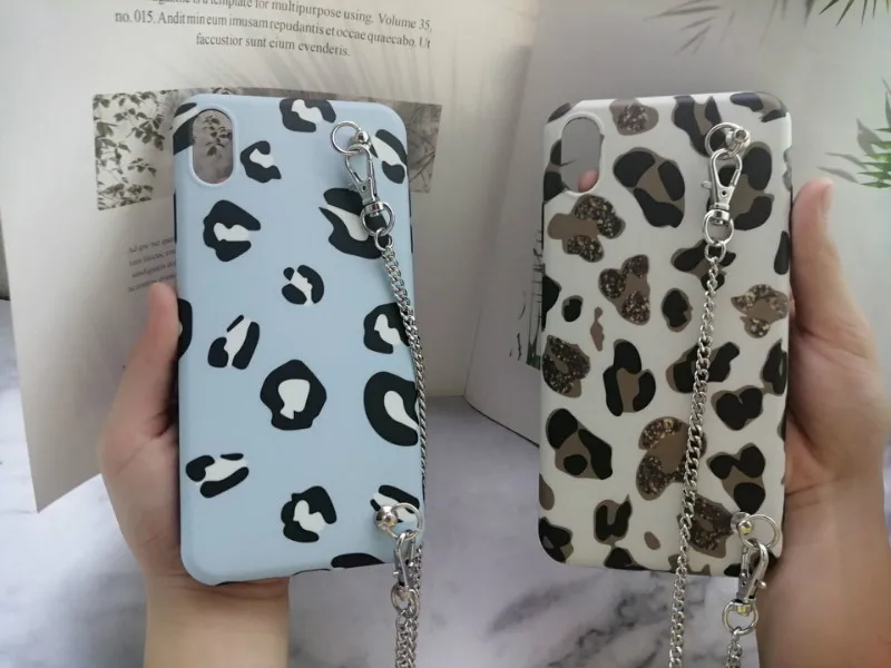 Роскошный Леопардовый милый Кроссбоди ремень чехол для телефона для iphone 11 pro max чехол для iphone XS MAX чехол для iphone X XR 6 6S 7 8 plus для samsung galaxy note10 pro Чехол note10plus s8 s9 s10 Plus note8 note9 чехол с цепочкой