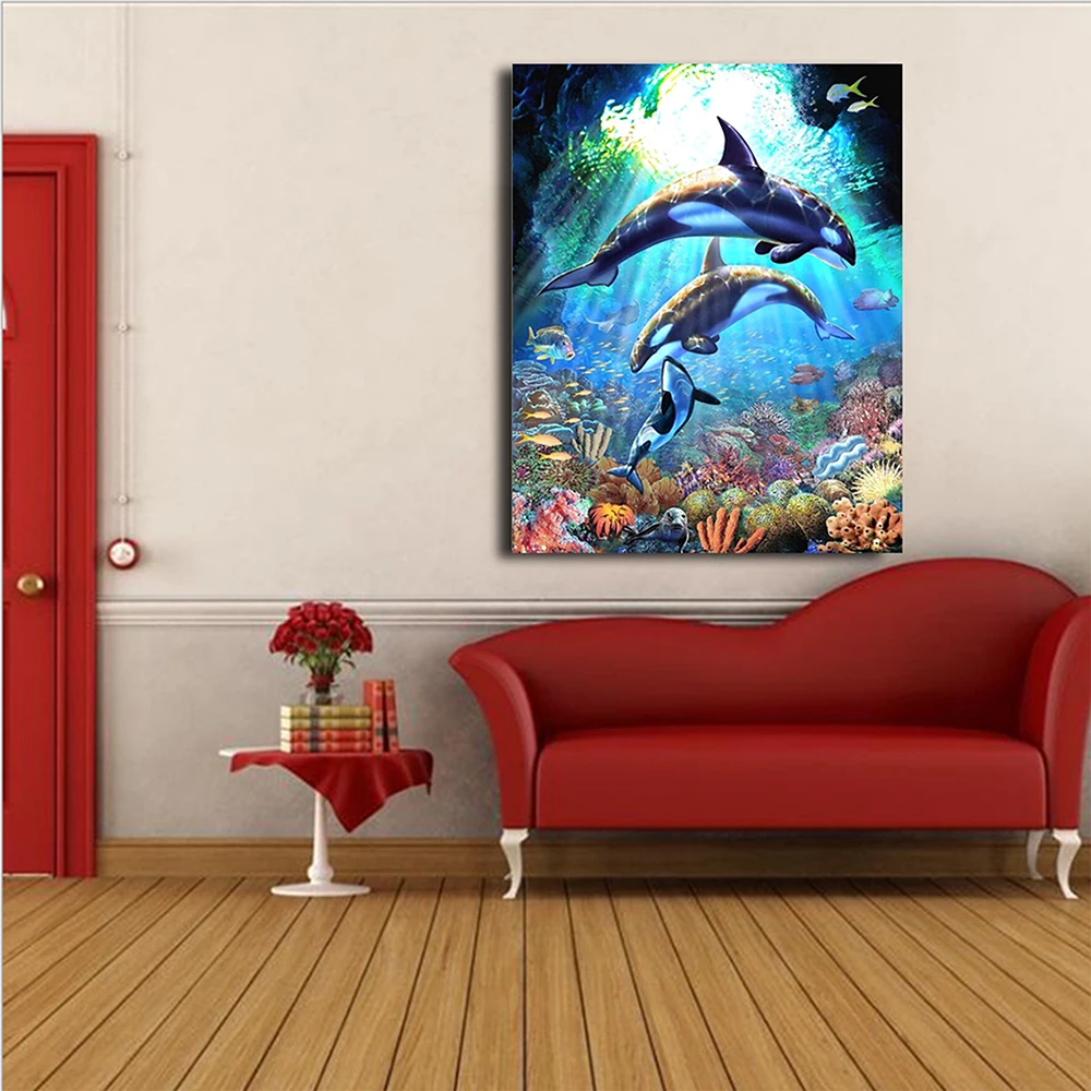 Набор для алмазной вышивки киты картина с мотивом Морского Пейзажа 5D сделай сам