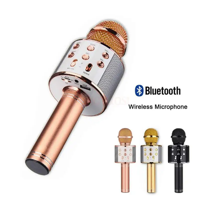 Беспроводной Bluetooth микрофон ручной для караоке USB KTV плеер динамик Запись музыки