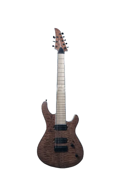 

High Quality 8 Strings Electric Guitar Neck Thru Body Quilted Maple Top Veneer Maple Fingerboard Strings Thru Body ASH Body