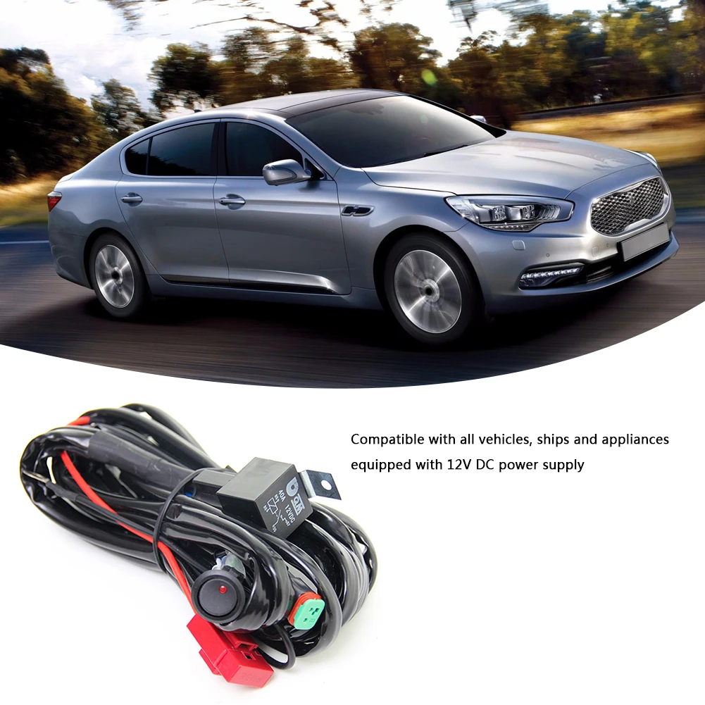 

Car LED Light Bar Wire Power Relay Safety Protection Switch Wire Kit 14AWG 12V Relay Blade Auto Parts