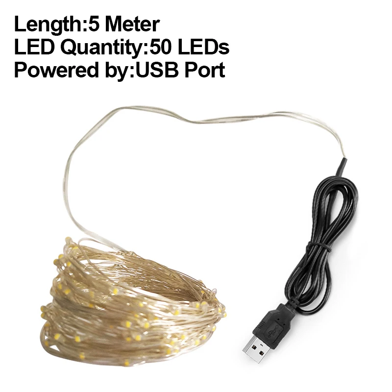 5M-USB 5V Goodland светодиодный гирлянда на батарейках Рождественский светильник s наружный декоративный светодиодный светильник водонепроницаемый Сказочный светильник s для украшения - Испускаемый цвет: 5M-USB 5V