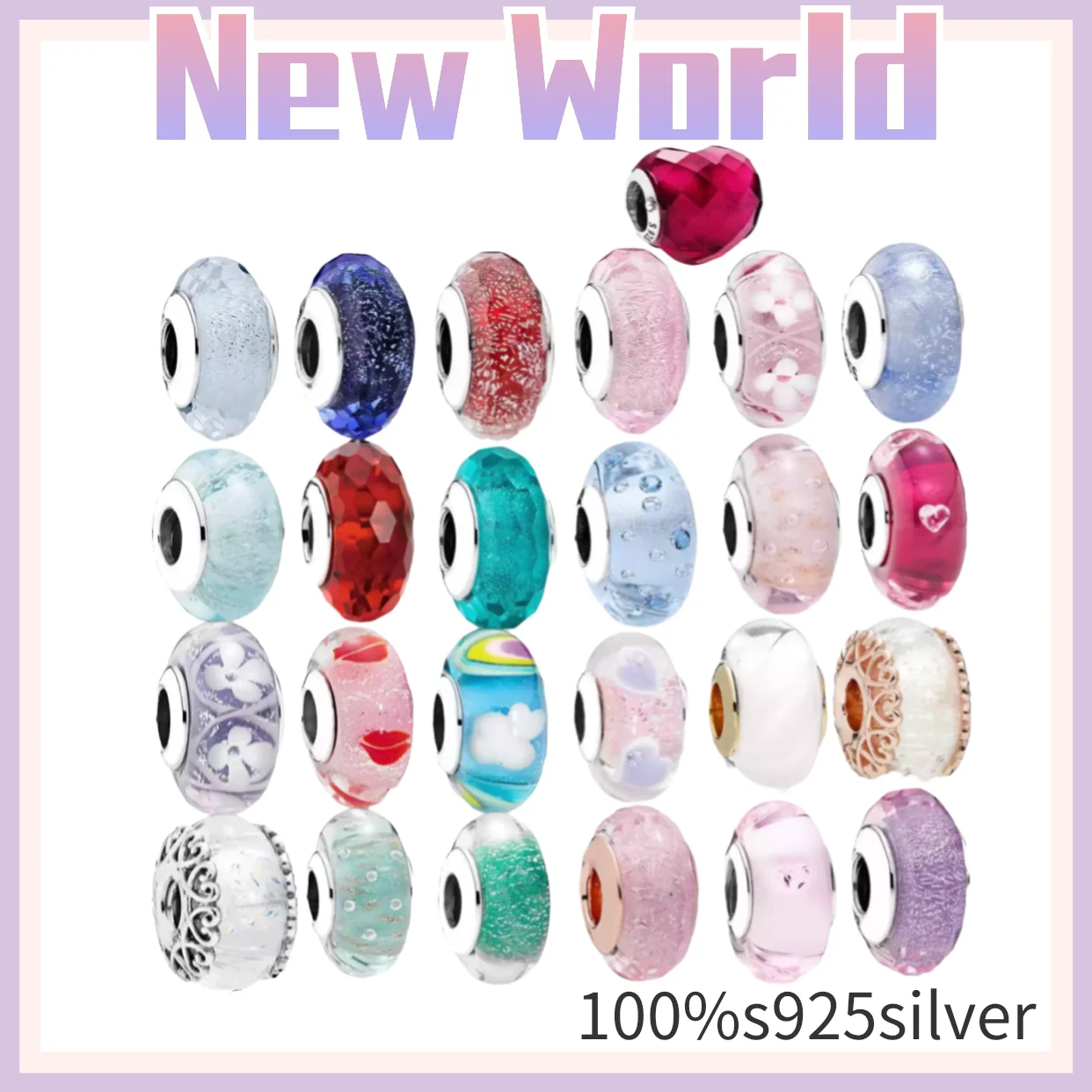 

Authentic 100% sterling Silver DIY glass Beads Fit Original Pandora Silver 925 Bracelet for Women Fashion Jewelry